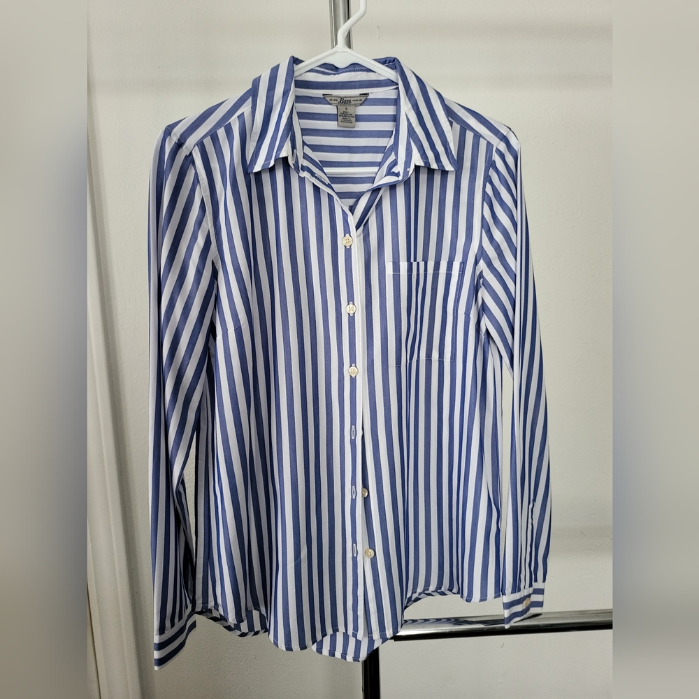 Bass Navy and White Striped Shirt